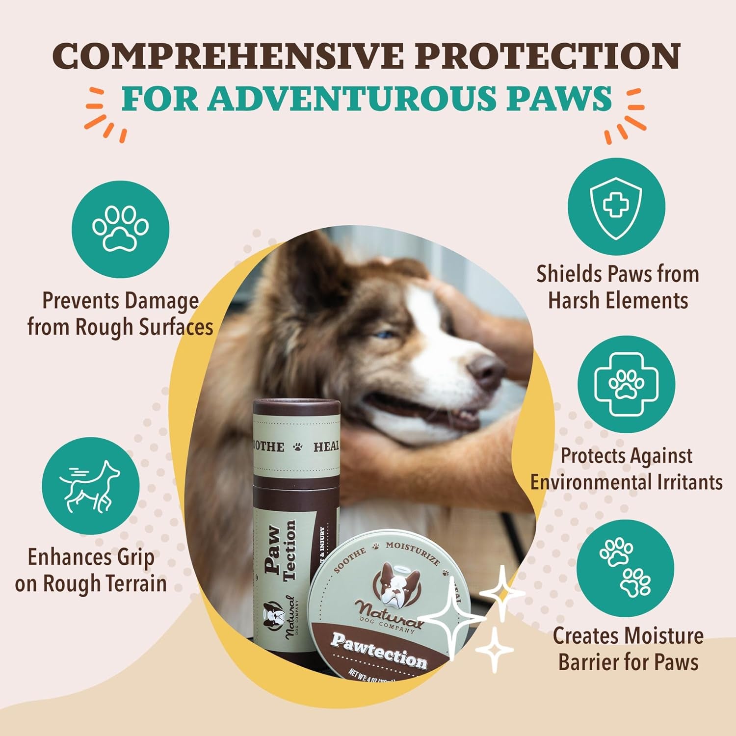 Pawtection Balm for Dogs – Winter Paw Protection from Snow, Ice & Salt, Wax-Based Paw Barrier Balm, All Breeds for Cold Weather Walks & Outdoor Adventures, Lick-Safe, 1 Oz Tin
