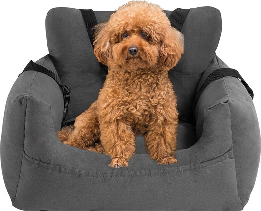 Dog Car Seat，Pet Booster Seat Dog Bed Pet Travel Safety Car Seat with Storage Pocket for Small Dogs or Cats