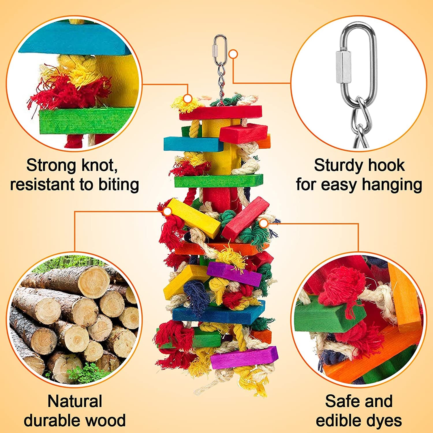Extra Large Bird Parrot Toys for Macaws, African Grey, Amazon Parrots Bird Gifts
