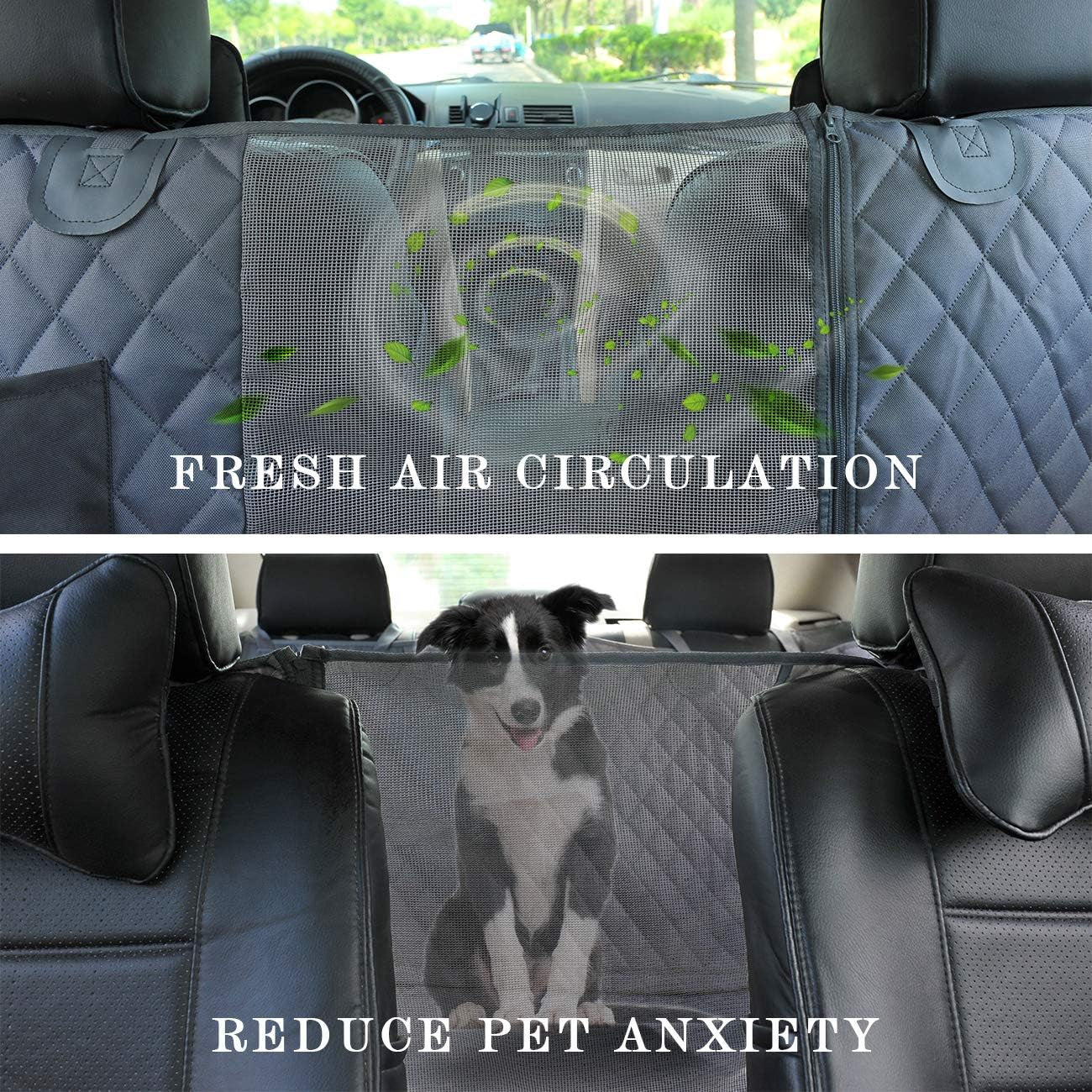 Honest Dog Car Seat Covers with Mesh Window,Dog Seat Cover with Side Flap for Cars, Trucks, and Suv'S - Waterproof & Nonslip Pet Seat Cover for Backseat(Grey,56" Wx60 L)